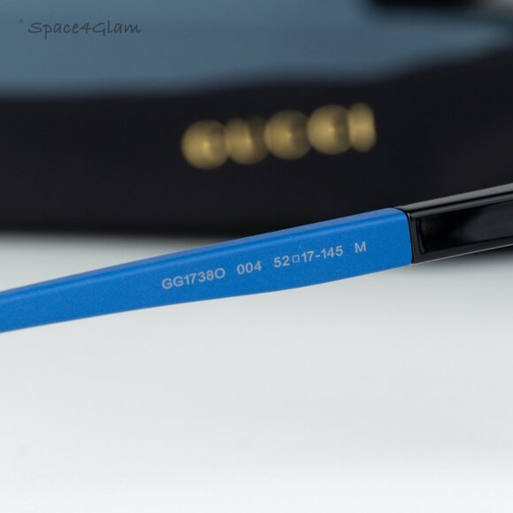 BRAND NEW Gucci GG1738O 004 Black Blue Demo Unisex Square Eyeglasses GG 1738O - Picture 4 of 6